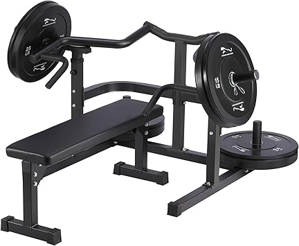 Chest Press Machine with Adjustable Flat Bench,Versatile Bench Press Rack for Home Gym,Bench Press Machine with Independent Converging Arms,Heavy-Duty Steel Structure with Smooth Bearings