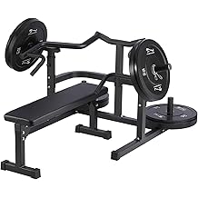 JoanKaren Chest Press Machine With Independent Converging Arms Adjustable Flat Incline Weight Bench Press Rack For Home Gym Red Black