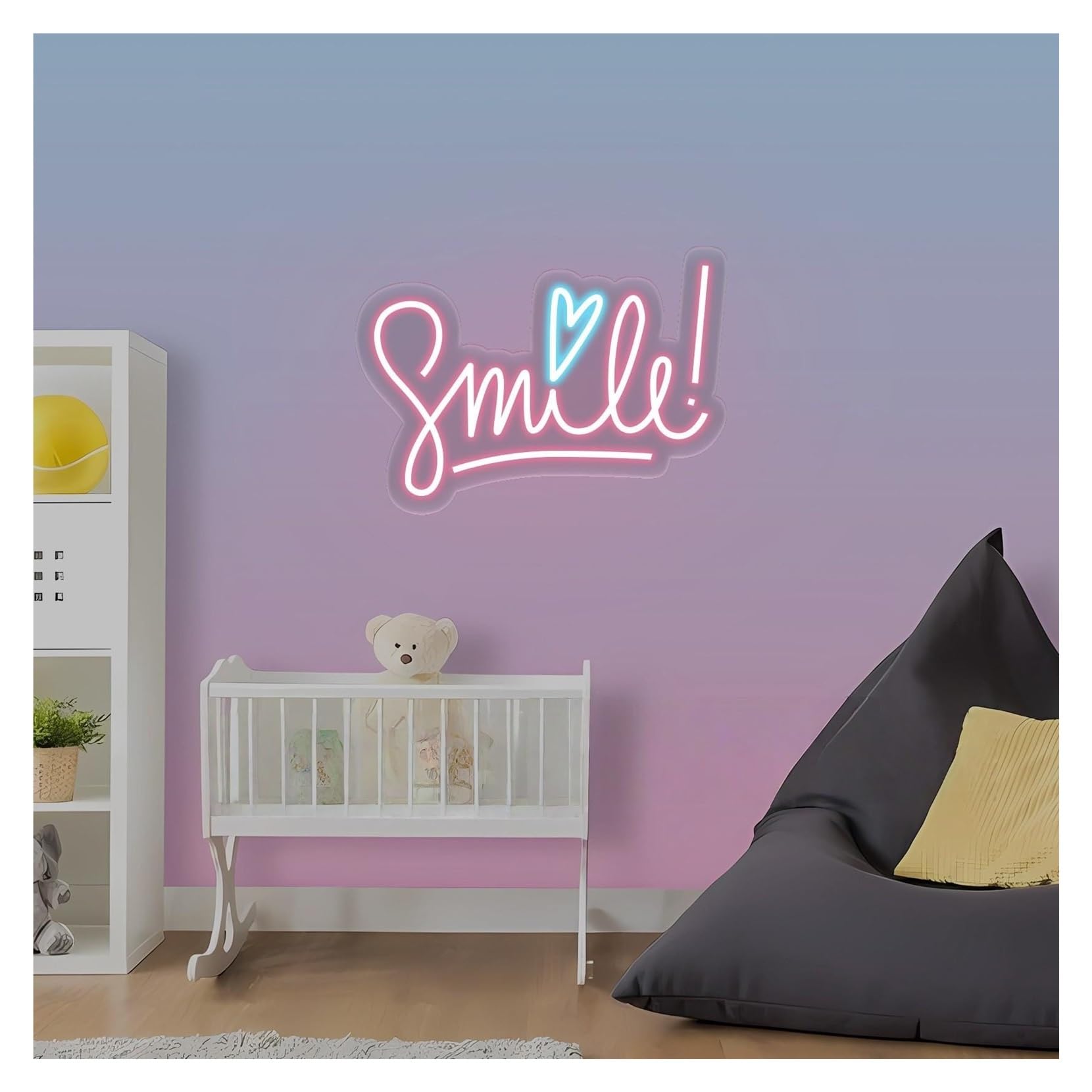 RONGCH Hanging Art Signs Smile Neon Sign, Suitable for Dorm, Kids Room Wall Decor with Dimmable 29cmx40cm(E)