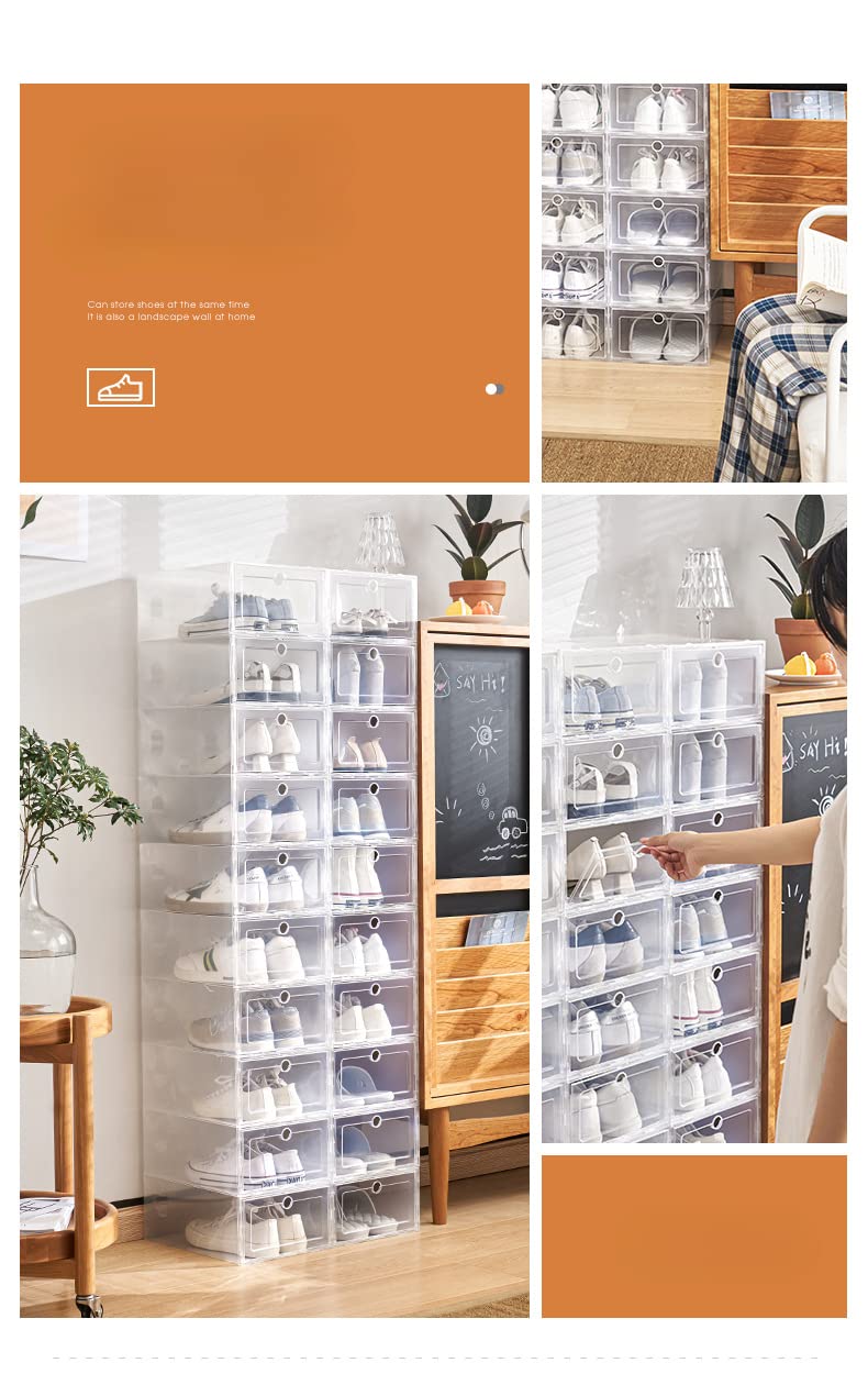 OWKAY Scatola per scarpe in plastica trasparente Cassetto per la casa Scatola per scarpe per uomo e donna Dormitorio Scarpiera Scarpiera Display per scarpe 33x24x14CM 4 pezzi