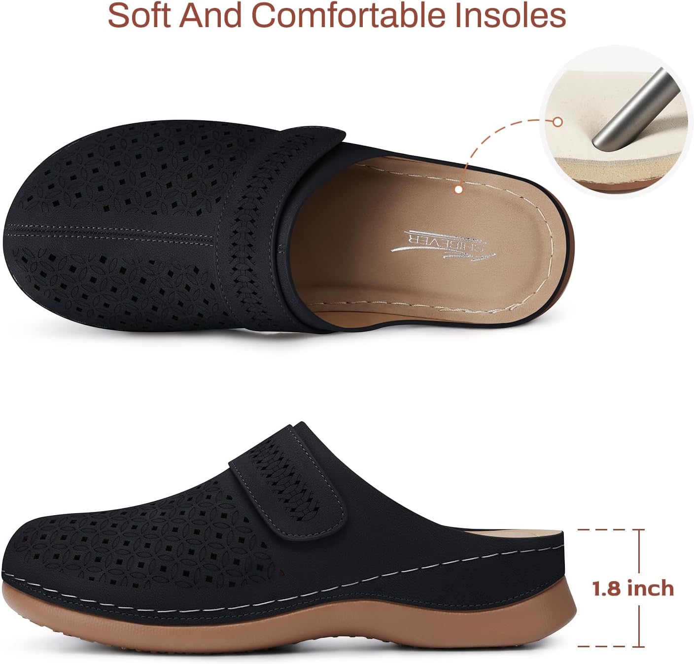 SHIBEVER Clogs for Women Mules Shoes: Comfortable Slip On Closed Toe Sandals Summer Casual Walking Platform Slides - Image 4