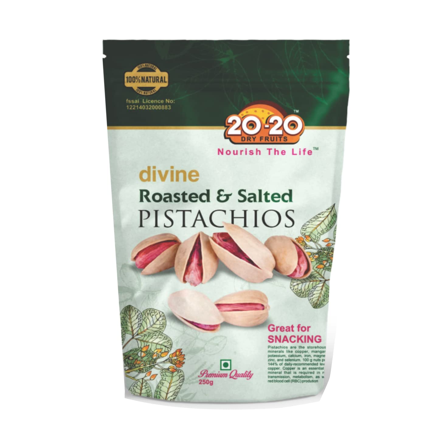 20-20 Dry Fruits Divine Roasted & Salted Pistachios IRANI 250 g | Pista, Dry Fruits | Fresh, Crunchy & Nutrient-Rich| Divine Pistachios (B09PG18CSB) Amazon Price History, Amazon Price Tracker