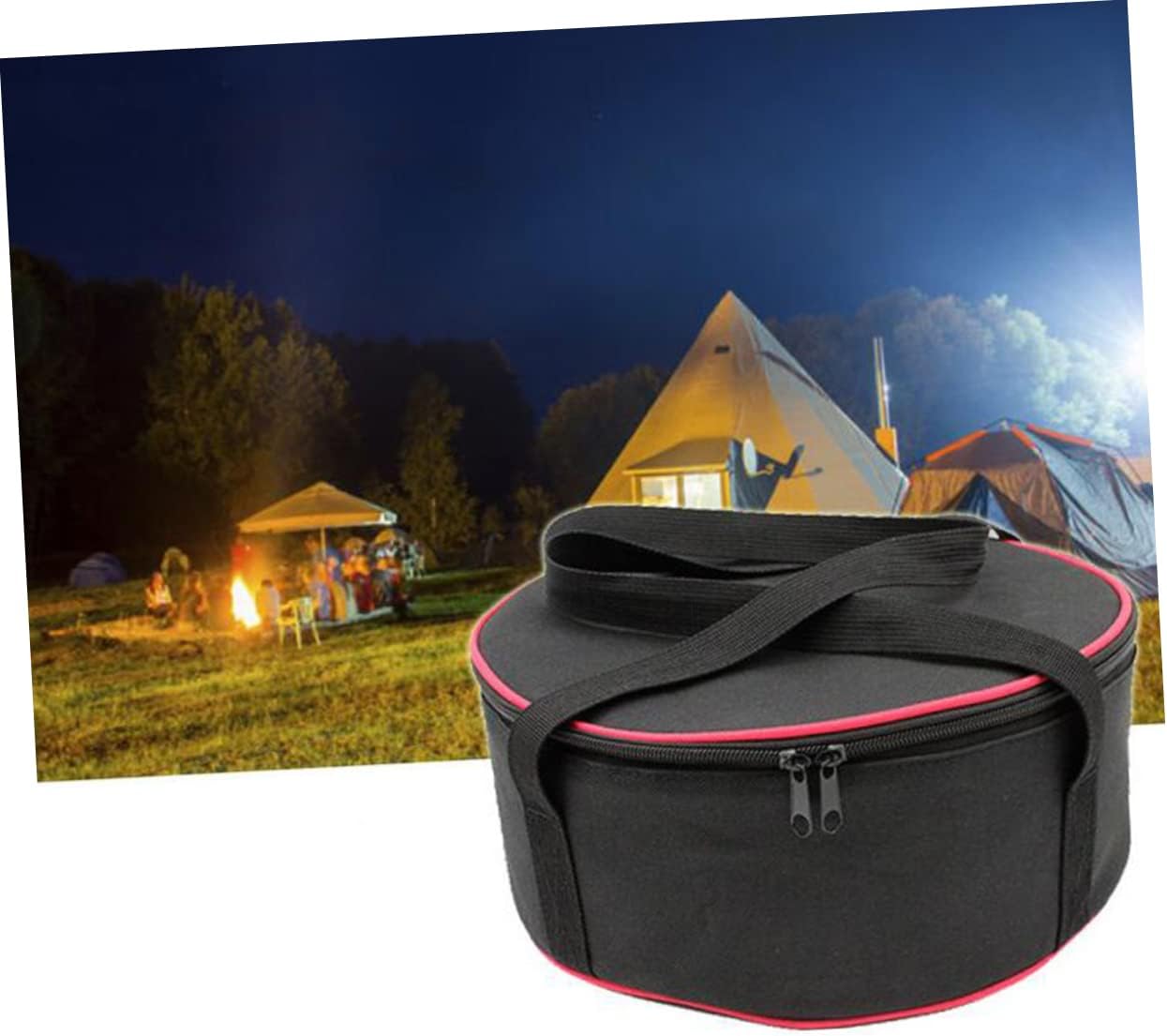 BESPORTBLE 2pcs Portable Camping Bowl Pan Set Picnic BBQ Carrying Case Kitchen Utensils Storage Pot Bag Double-Head Zipper