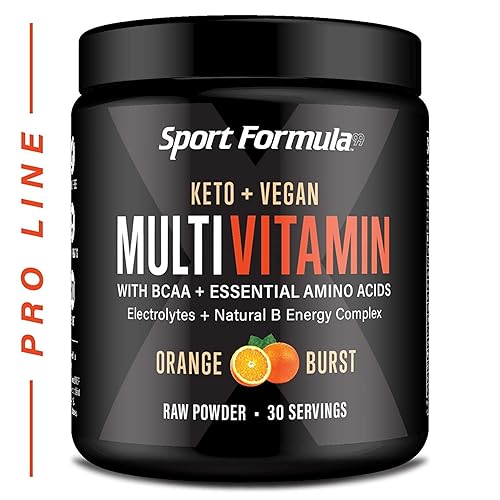 Multivitamin Powder - Keto Drink Mix for Men Women BCAA Amino Acids Won’t Upset Your Stomach - Keto Vegan Multivitamin with Electrolytes Super B Complex Digestive Enzyme (Orange Burst) - 30 Servings (Pack of 1)