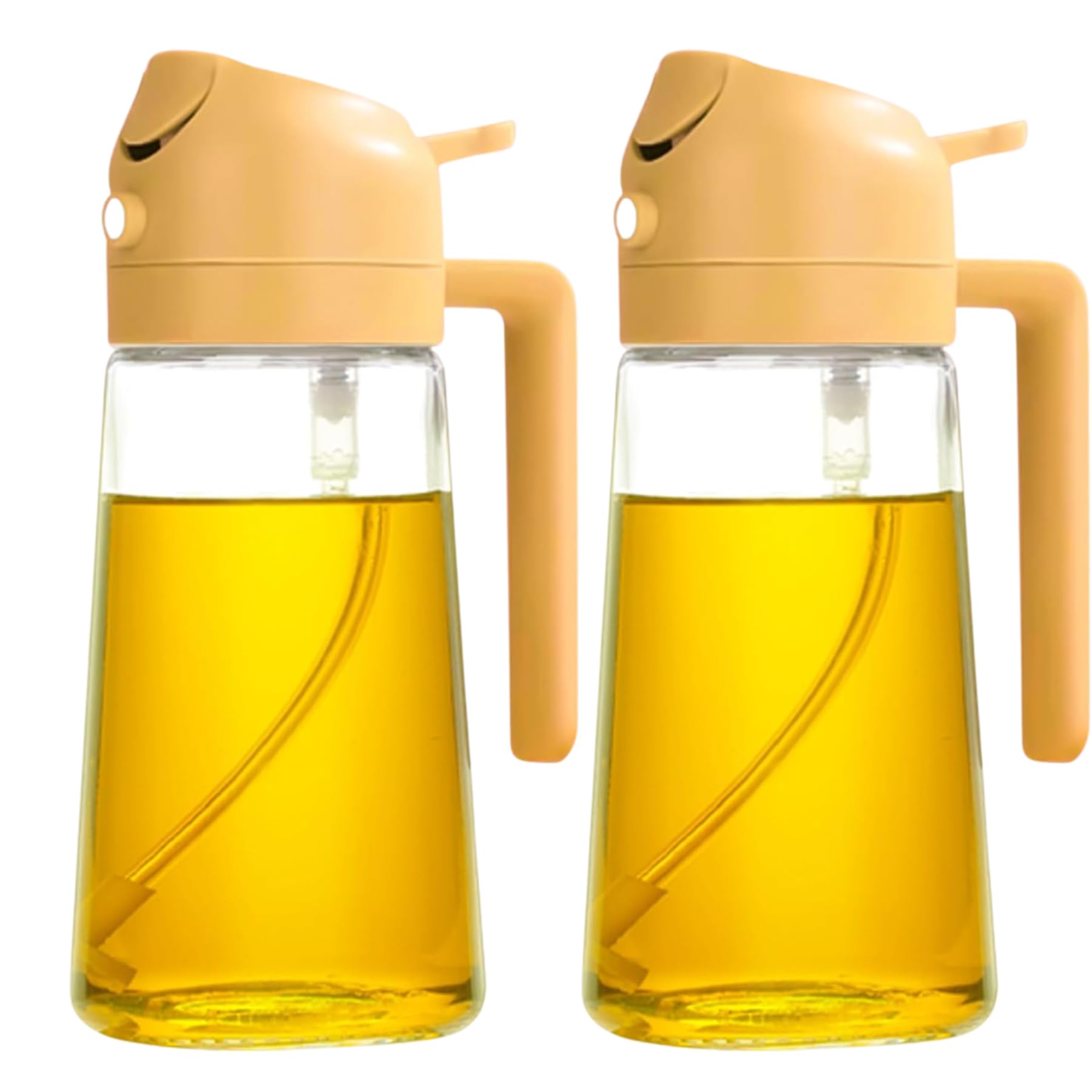 Olivenöl-Spenderflasche, Orange, 2-in-1 Spray & Pour, 470 ml großes Fassungsvermögen, tropffreies Design für gesundes Kochen, Grillen und Salatdressing, 2 Stück