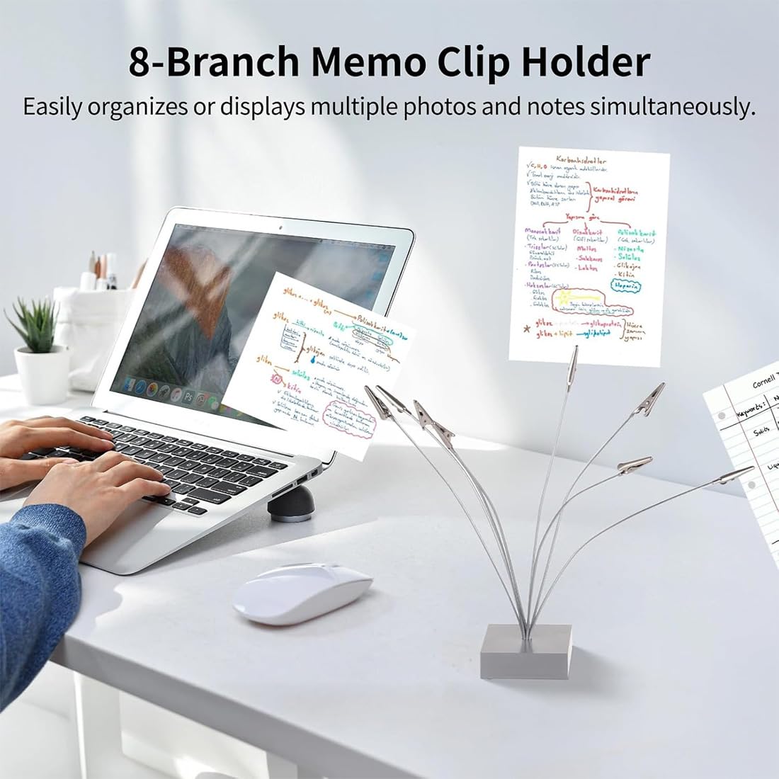 WJUHYGTF Porte-Photos De Bureau Avec Clips En Métal - Arbre à Photos Style Nordique Pour Mémos, Notes Et Cartes