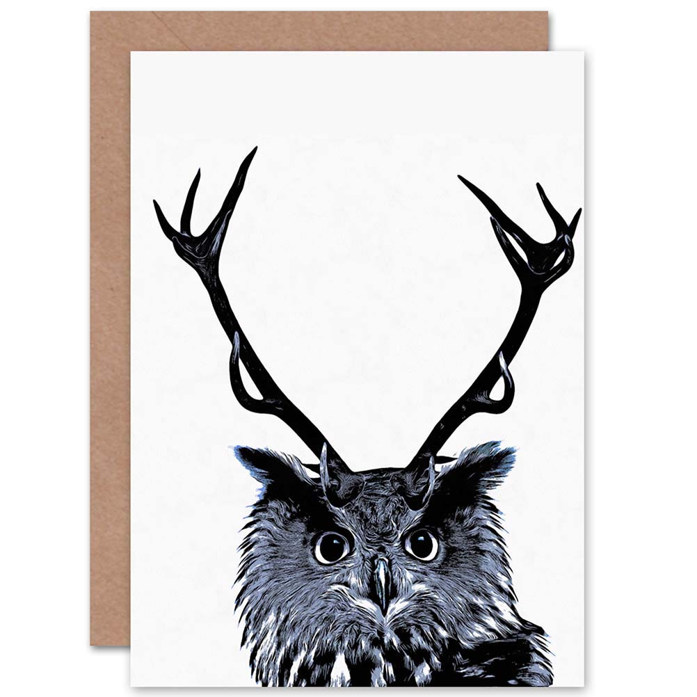 Wee Blue Coo CARD GREETING GIFT PAINTING PHOTO OWL DEER ANTLERS WEIRD BIZARRE FUN