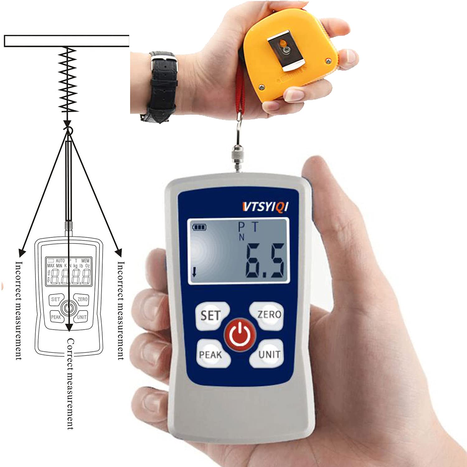 Buy VTSYIQI Digital Force Gauge 500N Push Pull Gauge Portable Force Meter with Units N LB Kg Oz