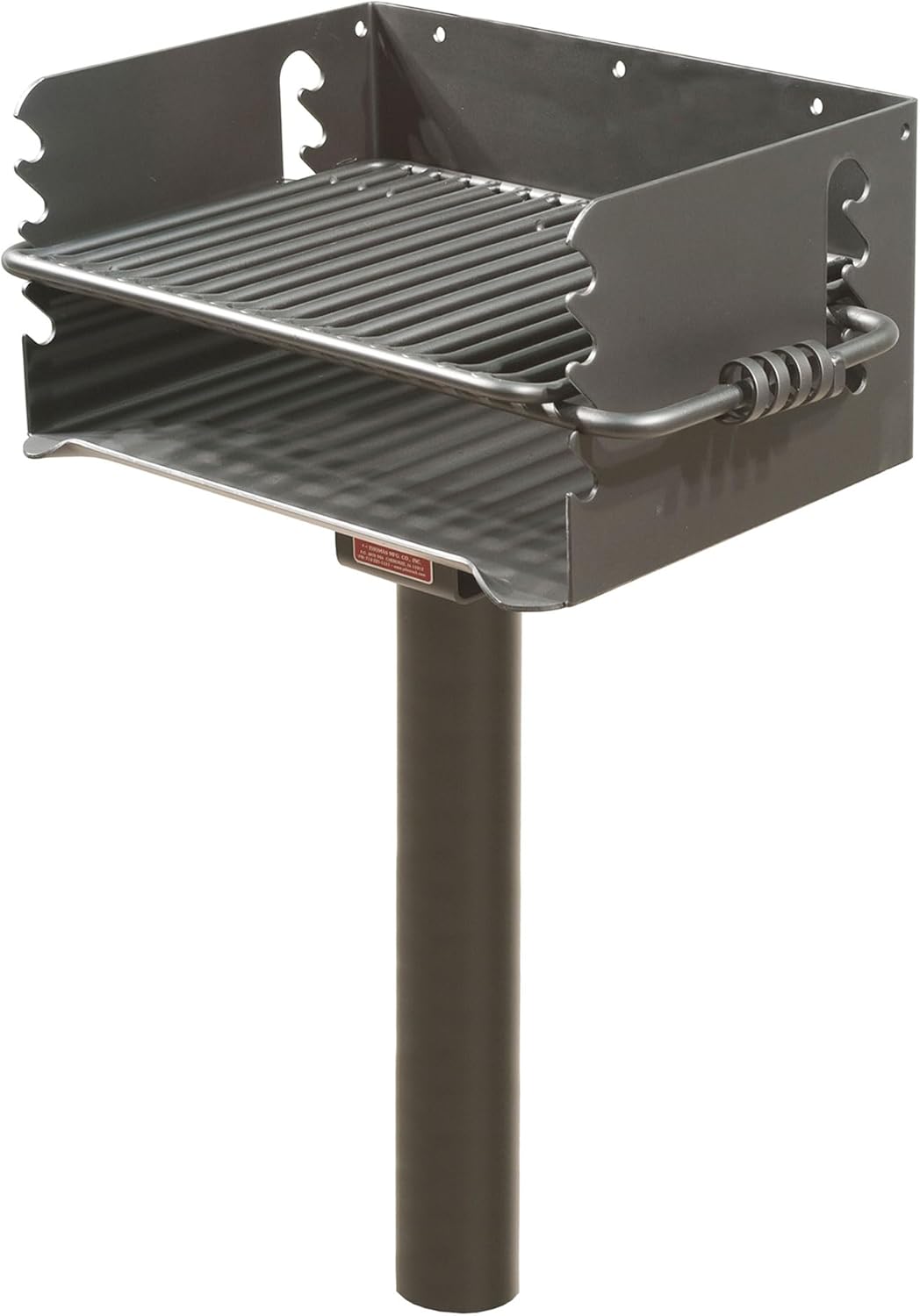 Pilot Rock Q-20 B2 Single Commercial Grade Embedded Reinforced 20 Inch Steel Park Style Swiveling Galvanized Charcoal Grill with Painted Finish, Black