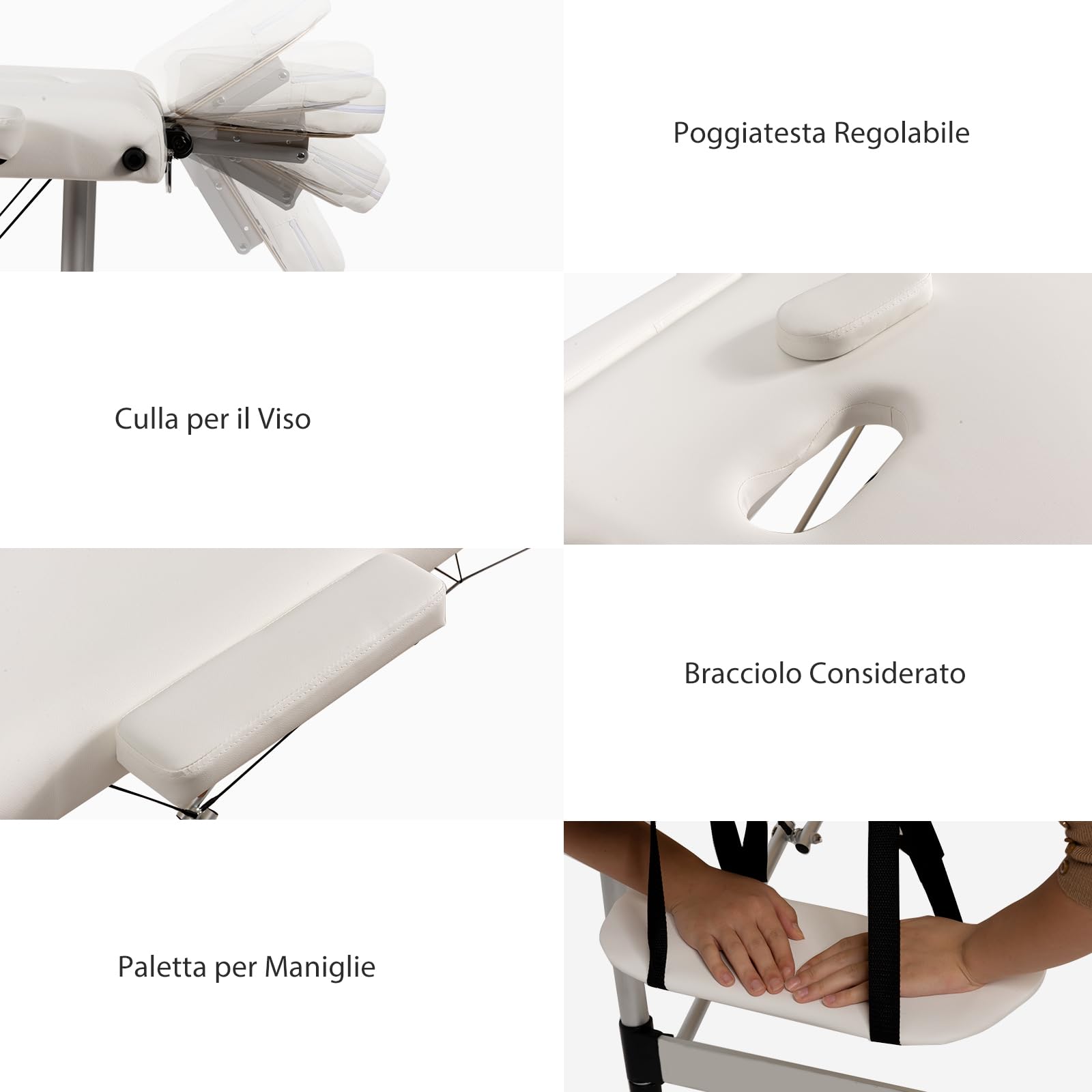 COSTWAY Lettino da Massaggio Pieghevole in Alluminio, Regolabile in Altezza