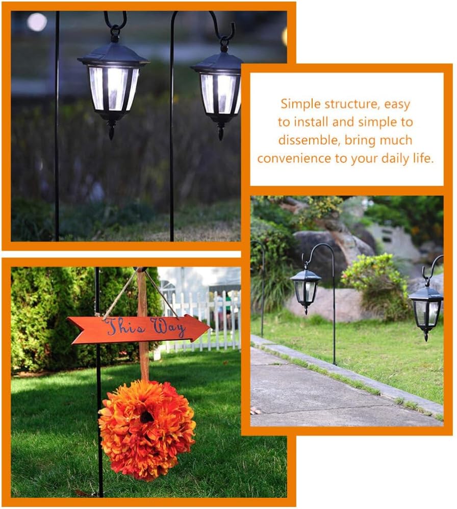 Angoily 6pcs Solar Garden Shepherds Hooks for Outdoor Decor Lawn Stake Hooks for Hanging Lanterns Bird Feeders and Easy to Install and Use