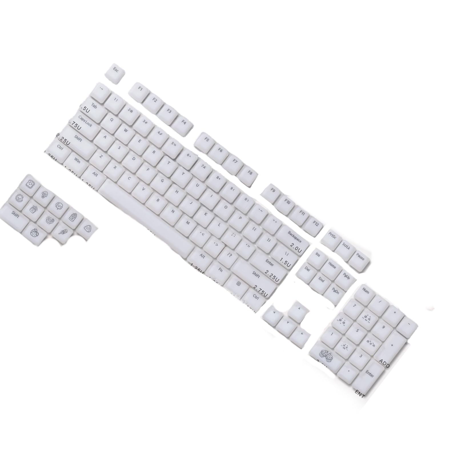 115 klawiszy, żelowe, puddingi, oryginalny profil, tworzywo ABS, silikonowe, półprzezroczyste, do klawiatur mechanicznych, oryginalny profil, dla mechanicznych graczy, podświetlane klawisze