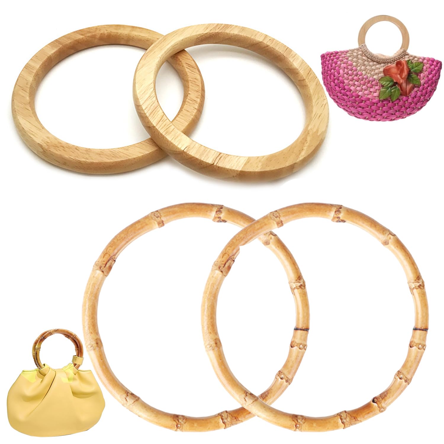 1Pc Deepeel Maniglie per borse in tessuto Manico in bambù naturale Telaio per borse Borsa Staffe per cucire Chiusura in legno Borse fai da te Accessori