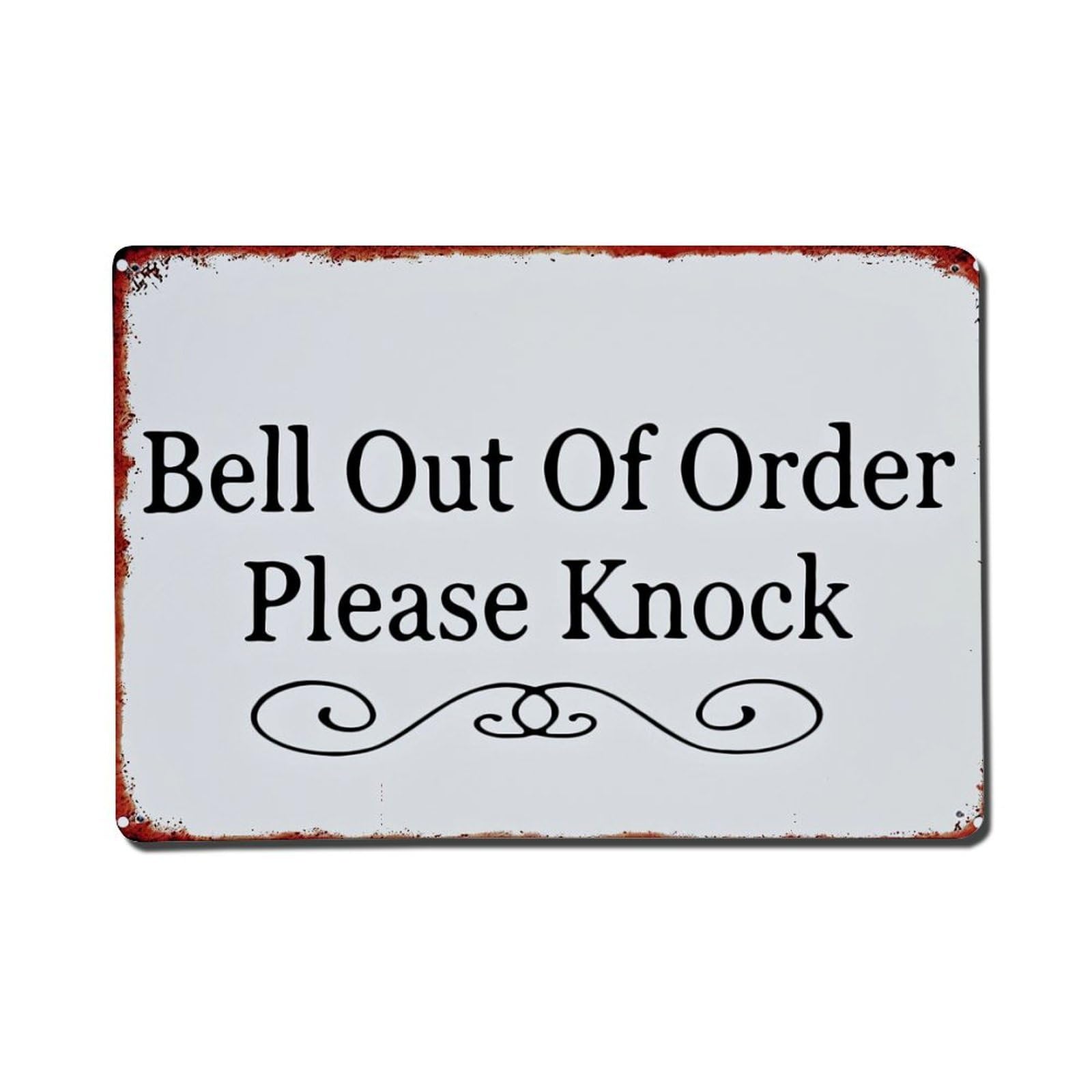 Bell Out Of Order Please Knock Metal Tin Sign Plaque