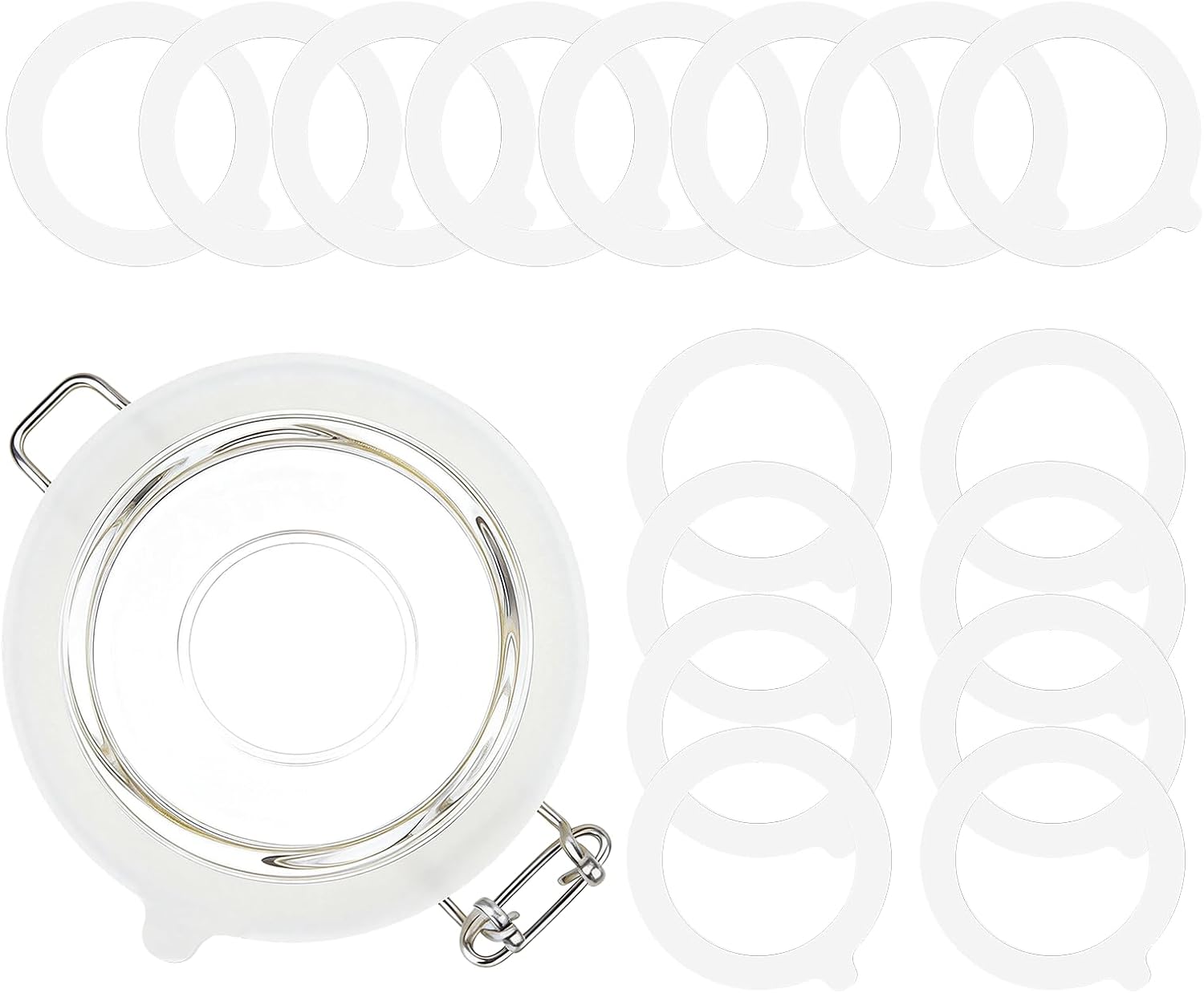 16PCS Rubber Seals for Glass Jars, Airtight Silicone Replacement Gasket,Food-Grade Silicone Gaskets(3.75" Diameter,Fits Mason Jars),Leakproof,Airtight Rings for Food Storage,Canning(White)