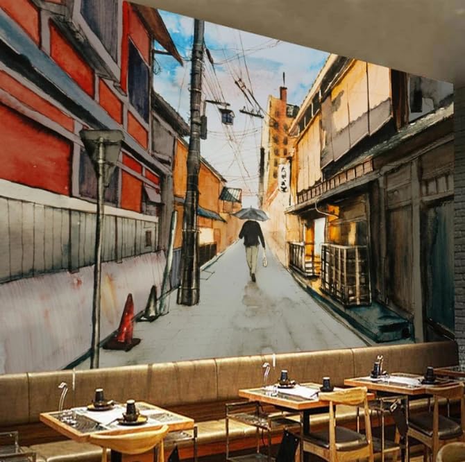 Décoration murale rétro ruelle d'Europe pour une atmosphère nostalgique et poétique