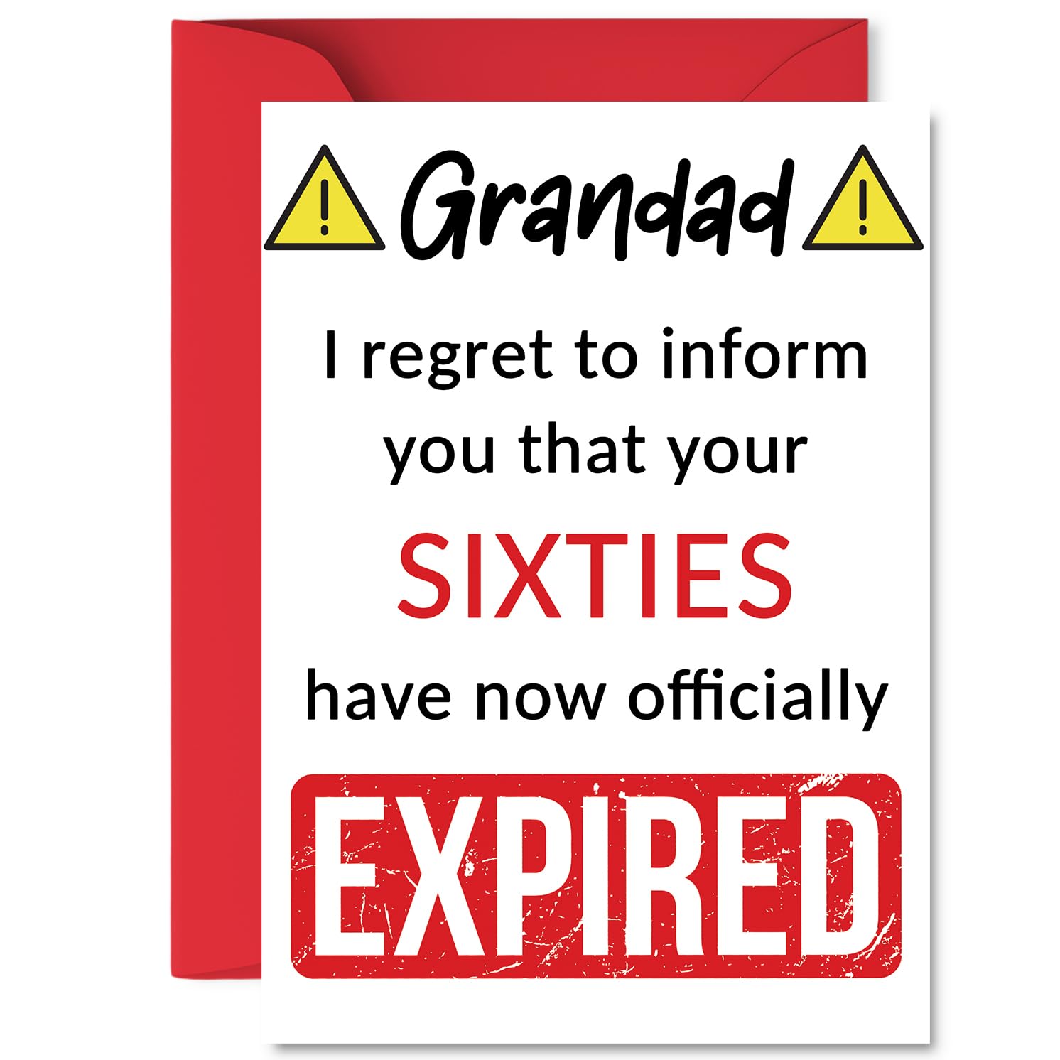 Funny 70th Birthday Cards for Grandad - Your Sixties Have Expired - Happy Birthday Card for Grandad Grandpa from Grandson Granddaughter, A5 Banter Joke Humour Bday Greeting Cards Gift