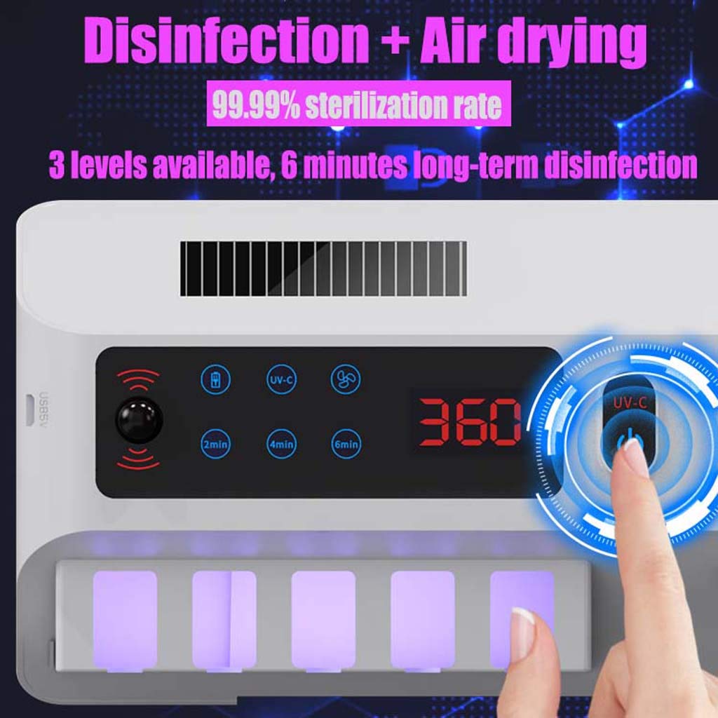 TJH Esterilizador de Cepillo de Dientes UV Inteligente, Esterilizar y secar bastidores de cepillos de Dientes para baño, Set de Vasos de Dientes eléctricos de Pared -Cuidar la Salud bucal