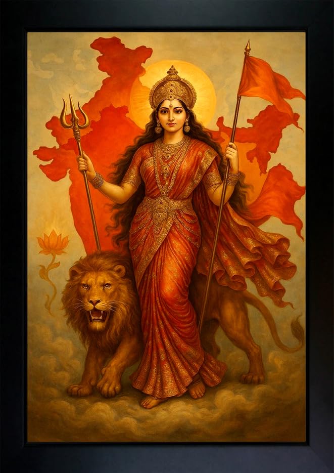 CrowdHall Bharat Mata Photo Frame | Bharat Mata Painting With Frame For Home Decoration And Gifting (10 x 13.5 inch)-image-27