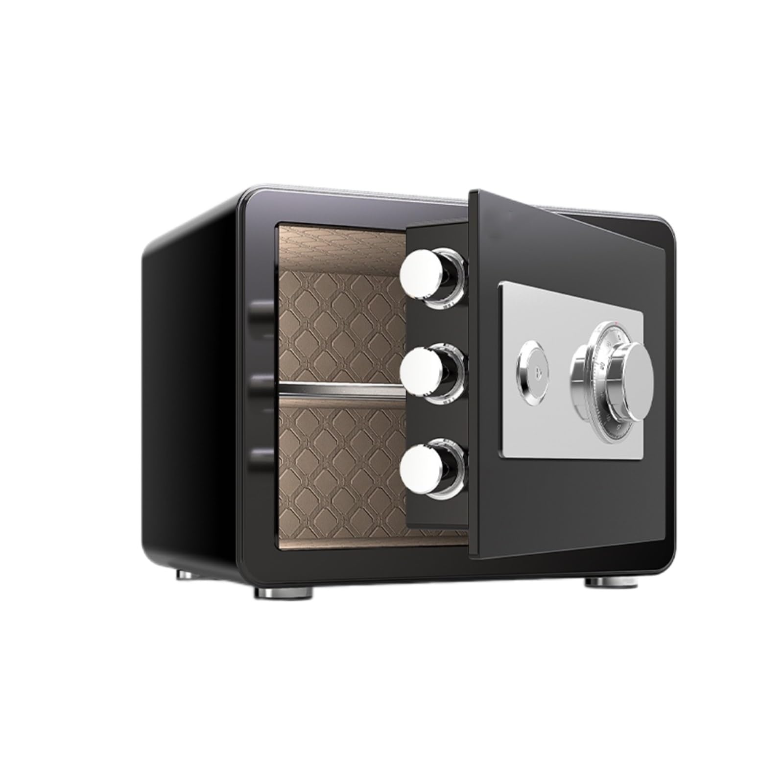 Small fireproof safe with key lock, concealed steel security case, wall-mountable/floor-mountable, suitable for retail, office, and commercial locations.(Black)