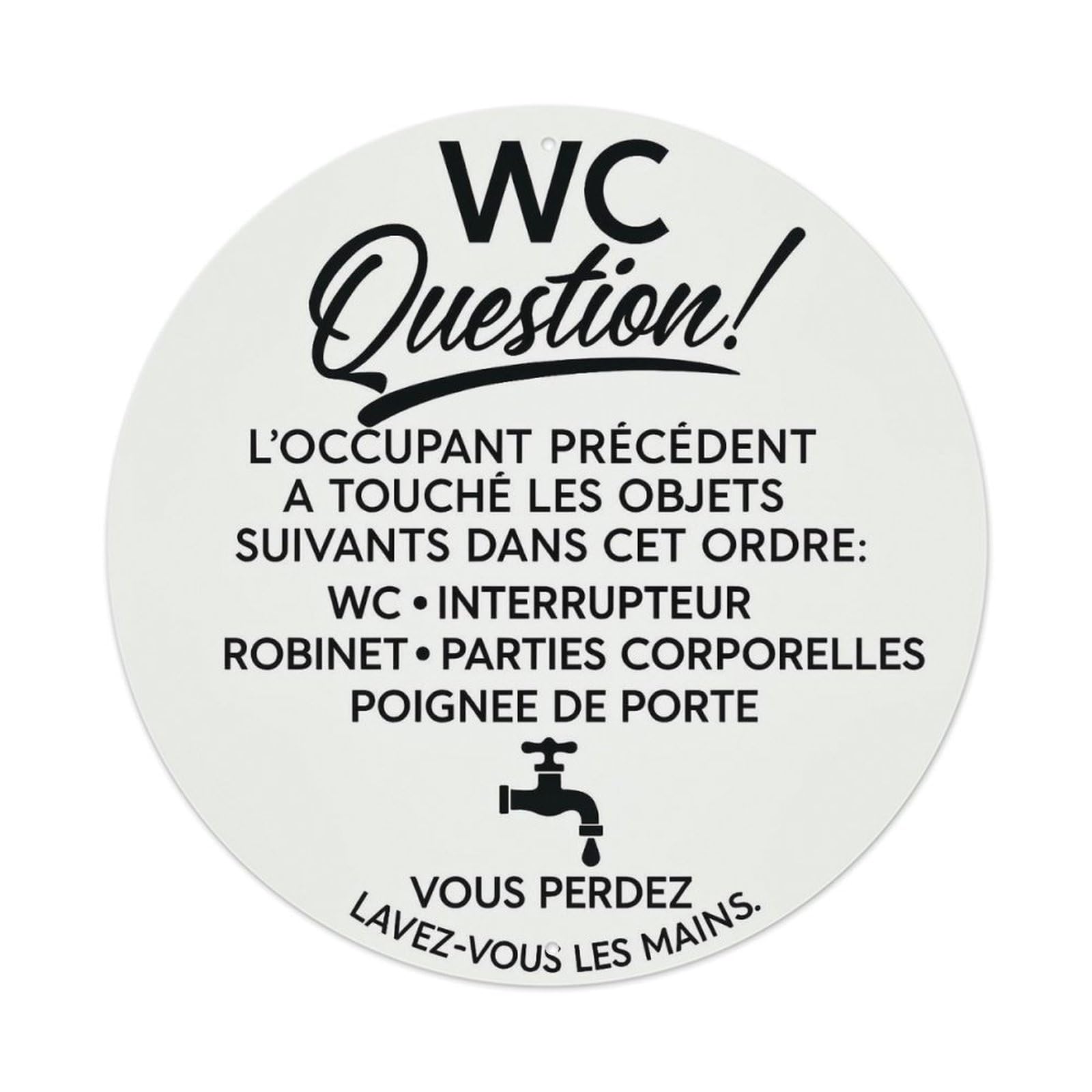 Wc Question Lavez Vous Mains Tin Sign Metal Poster Vintage Metal Signs for Home Man Cave Bar Cafe Kitchen laundry room Wall Decorations 8x8 inches