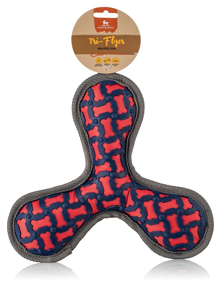 Knuffelwuff Tri Flyer Red Dog Toy Made of Rubber and Fabric, Grippy, Tooth-Friendly and Strengthening Binding, Floatable - Image 4