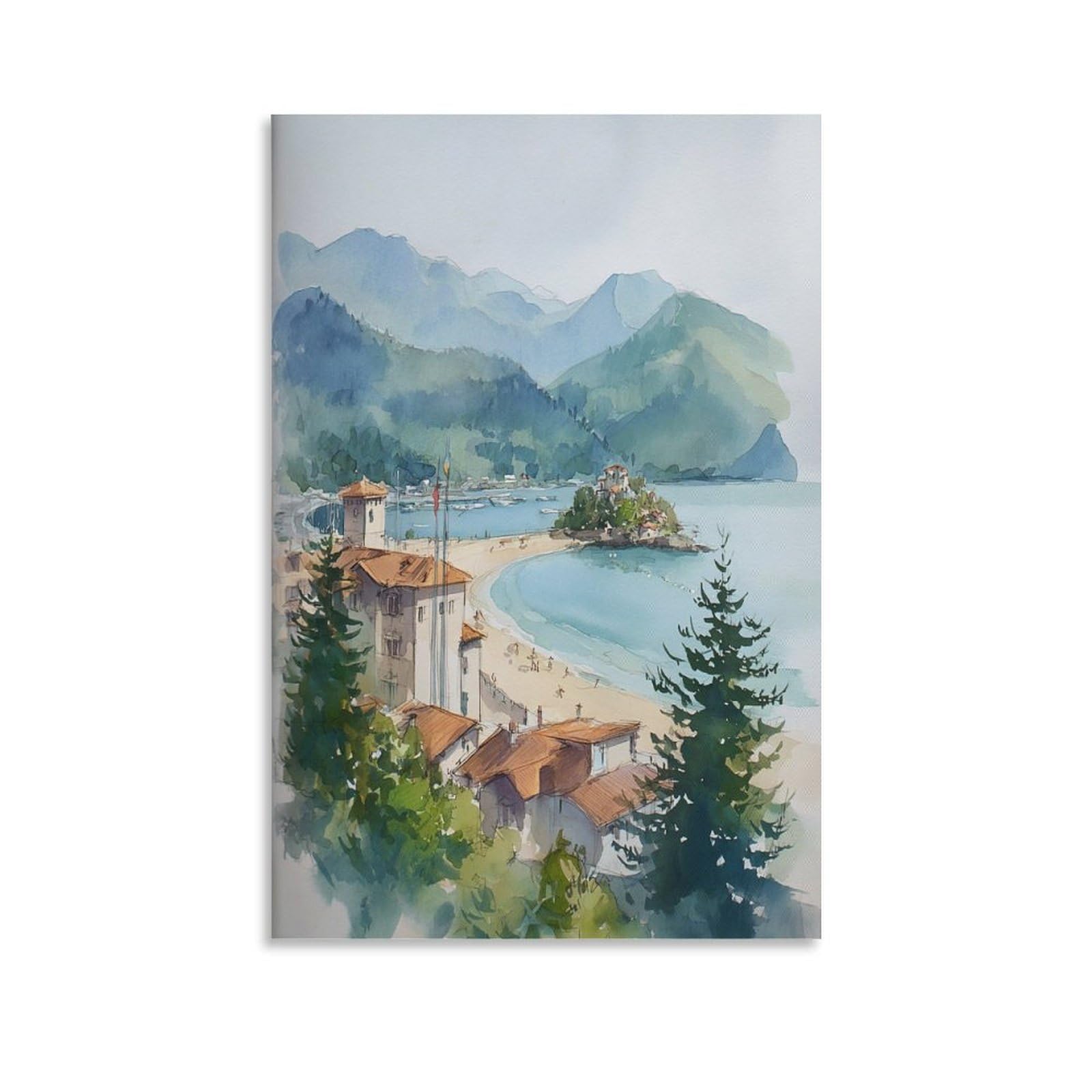 LCYNNH Tofino British Tree 20x30inch(50x75cm) Vintage Travel Poster Watercolor Canvas Art