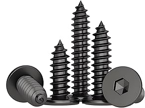Treer 100-PCS Vis autotaraudeuses à six pans creux M4 noir,vis à bois inox Φ4mm Vis à tôle autotaraudeuses Autoperceuses Vis pour plaques de plâtres (M4 x 30,Tête ultra-plate)