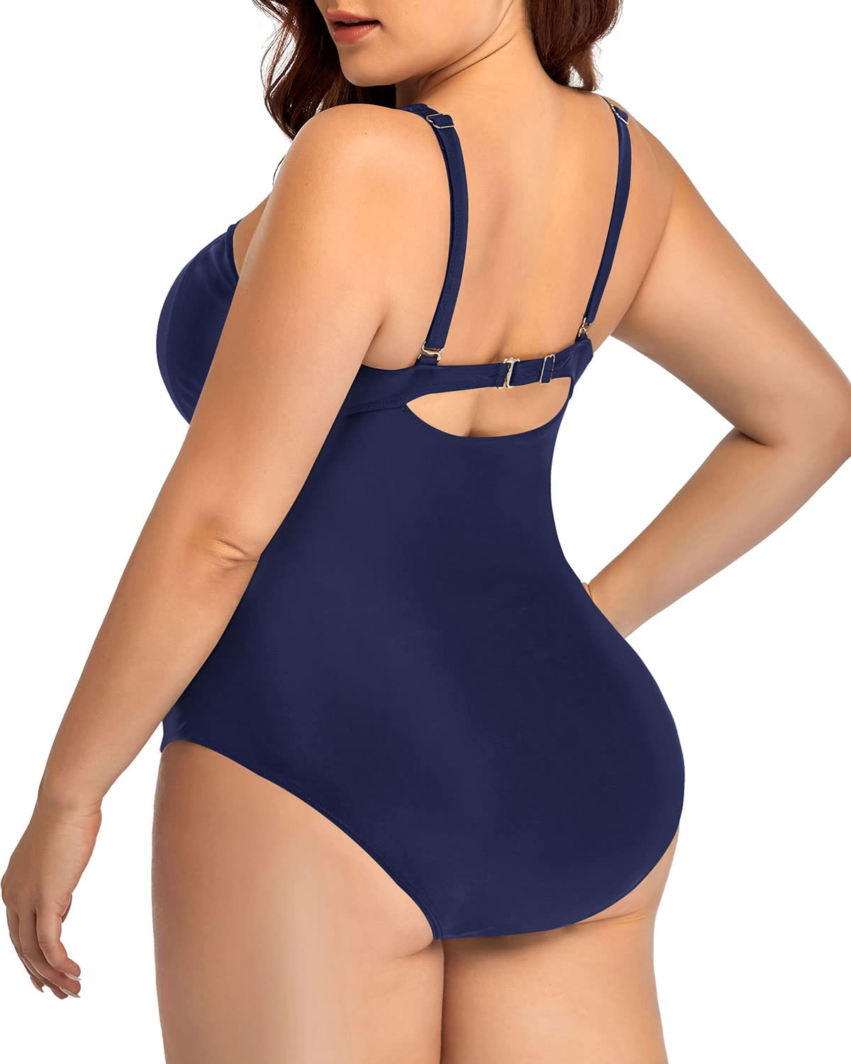 Daci Damen-Badeanzug, Vintage-Stil, Übergröße, gerüscht, Bauchkontrolle, Badeanzug, Retro-Badeanzug | Übergröße, Bauchkontrolle, Retro, gerüscht, verstellbare Schultergurte, abnehmbare BH-Pads, schnell trocknend