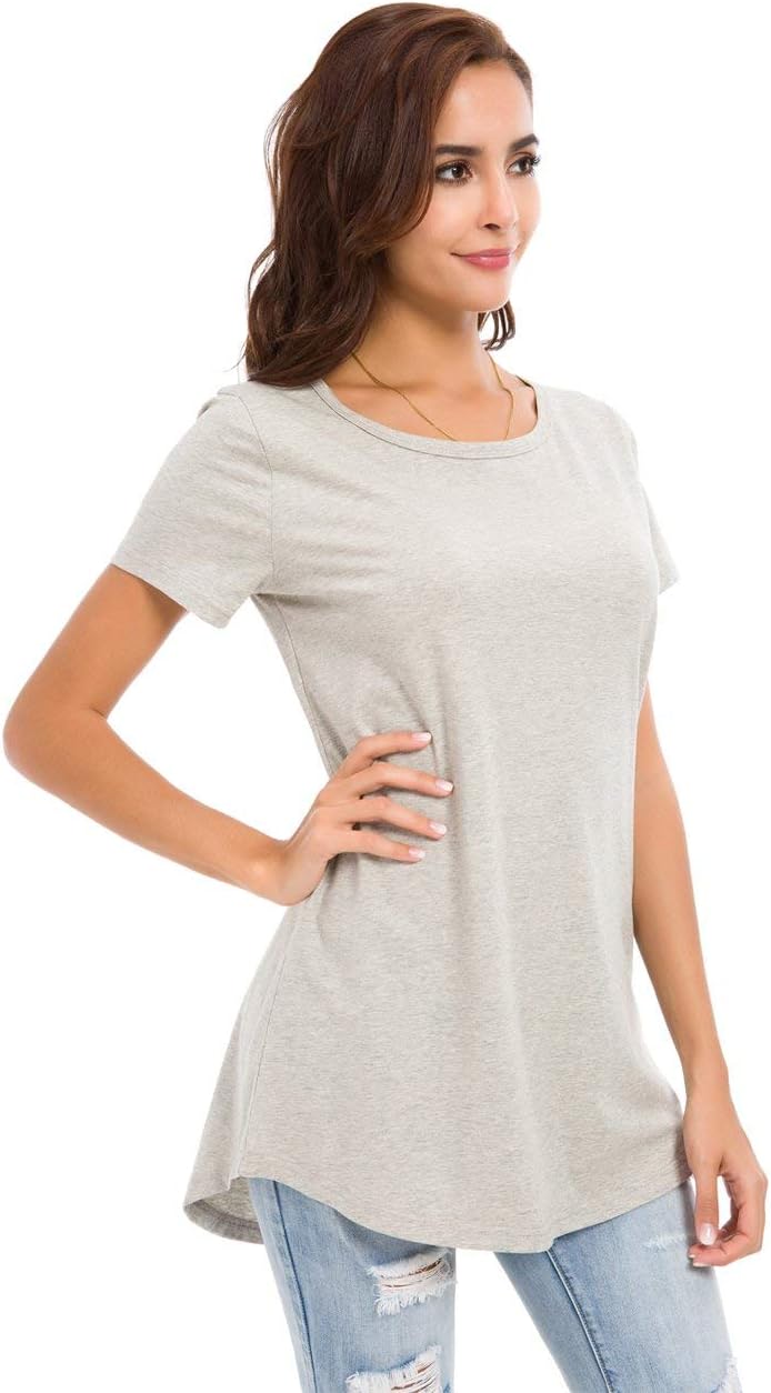 Women's Cotton T-Shirts Short Sleeve Loose Comfy Basic Plain Tunic Tee - Image 2