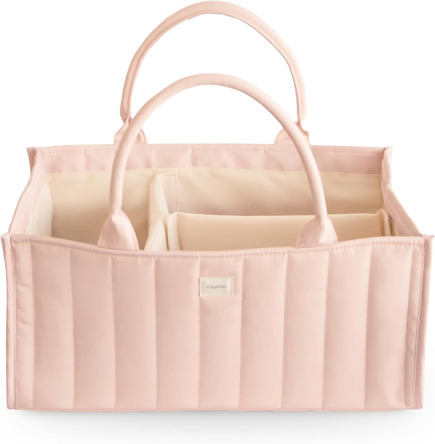 mushie Baby Diaper Caddy | Newborn Essentials Organizer for Diaper Changing Station (Blush)