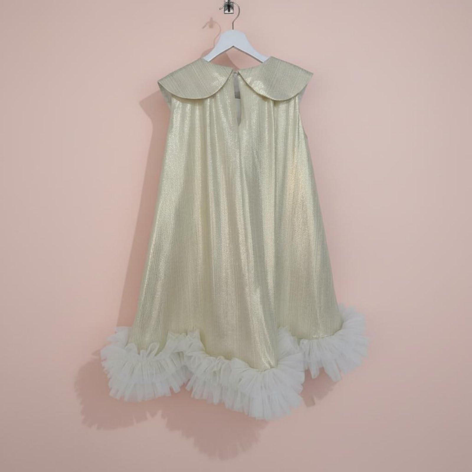 Colcolo Mädchen Satin Kleid Festkleid Partykleid Prinzessin Kleid mit Rüschen Saum Und Bewegungsfreundlichem Design für Geburtstage Hochzeiten Fotoshootings Besondere Anlässe Geeignet, 160CM