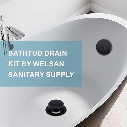 Miniatura 2 de Welsan - Juego de montaje de reborde de drenaje de bañera color negro, con punta de desagüe de un solo agujero, kit de recambio de rosca gruesa con