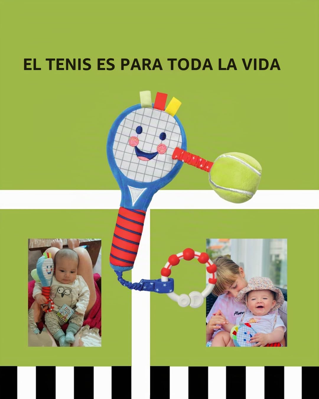Little Sport Star Raqueta de Tenis para Bebés y Niños Pequeños | Juguete Sensorial Deportivo | Regalo para Recién Nacidos