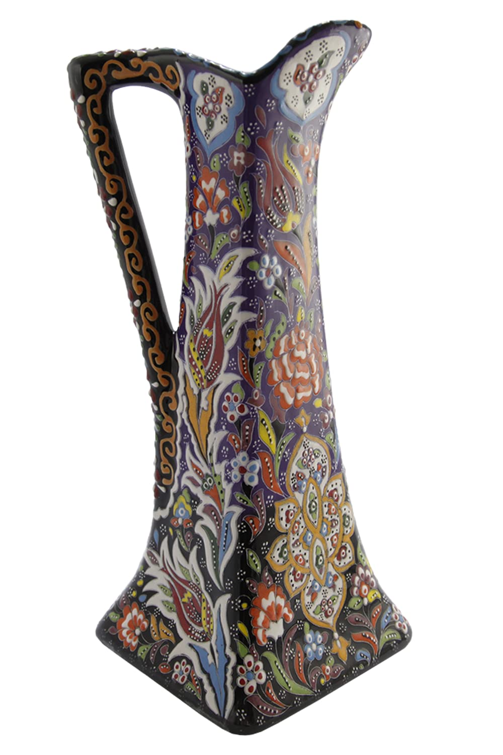 EliPOT Ceramic Pitcher, 12 inch Ceramic Square Pitcher, Turkish 12