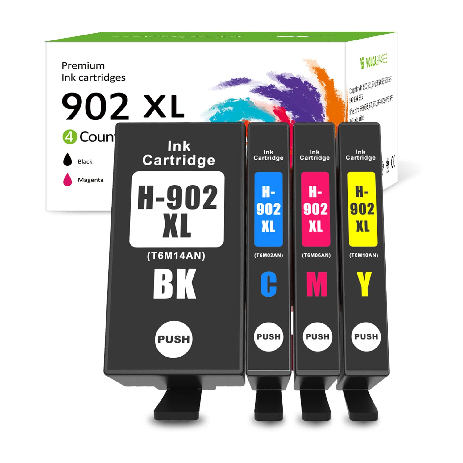 Volca Spares 902XL Ink Cartridge Replacement for HP Ink 902 Compatible with OfficeJet 6950, 6960 Series and OfficeJet Pro 6960, 6970 Series (Combo