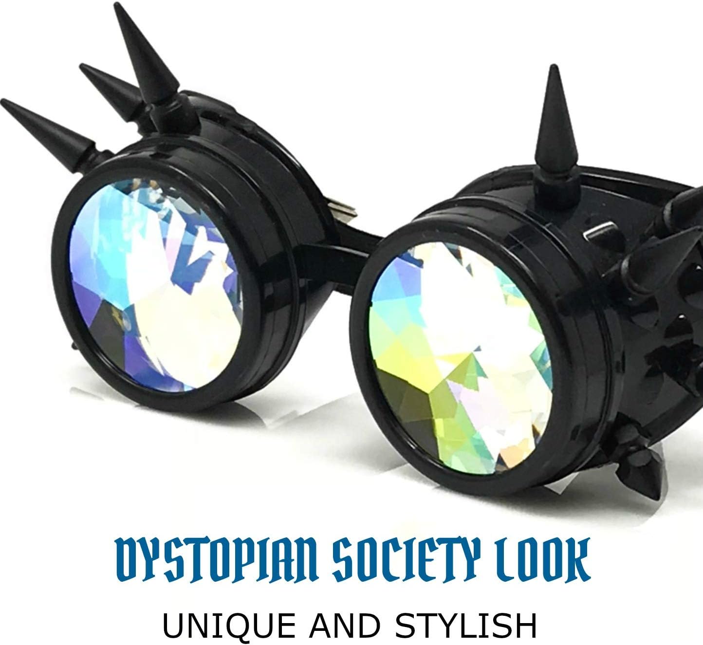 UMBRELLALABORATORY Crystal Rainbow Kaleidoscope Rave Glasses Steampunk Goggles outfits accessories