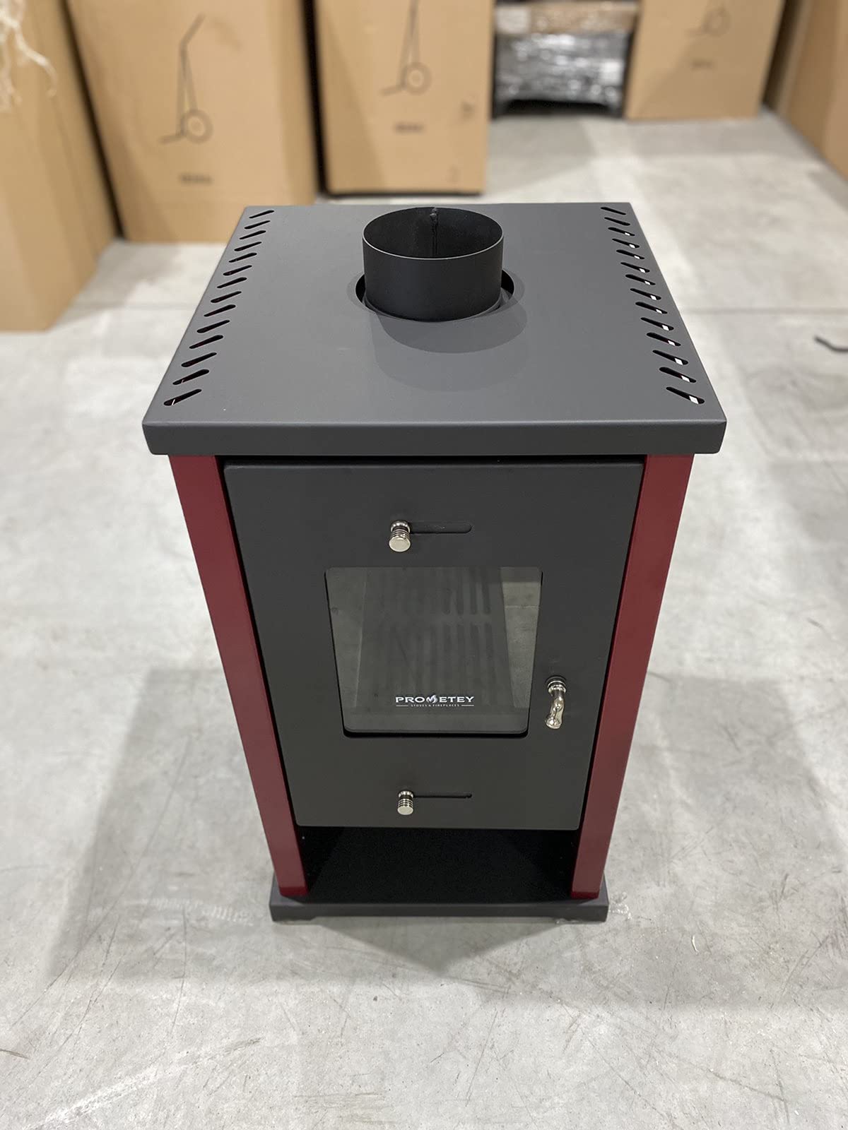 Prometey Mini poêle à bois 6,3 kW Rouge