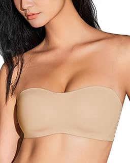 Strapless Bras for Women Wireless Bra Non-Slip Silicone Bandeau Bra Seamless Padded Comfy Tube Top Bra