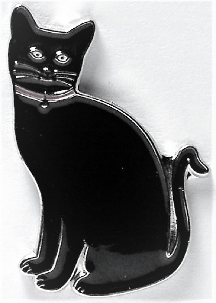 Metal Enamel Pin Badge Feline Lady Luck Lucky Black Cat