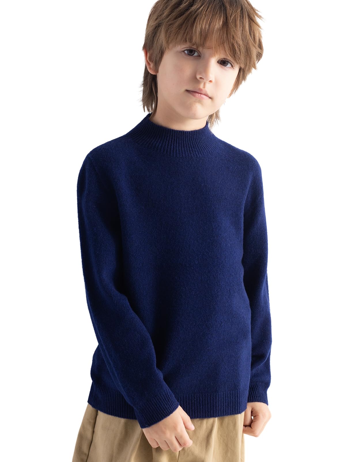 Chanyarn Niño Niña 100% Lana Merino Jerséis 2025 Otoño-Invierno Cuello Alto Medio Manga Larga Jersey De Punto Sin Costuras