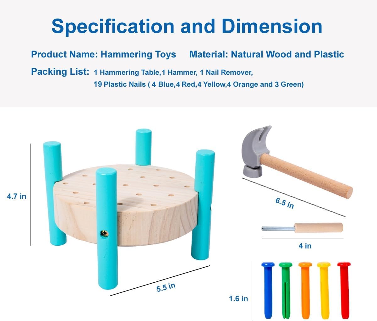 Wooden Baby Workbench Pounding Hammer Toy for Toddlers,STEM Educational Preschool Learning Toys for Kids.