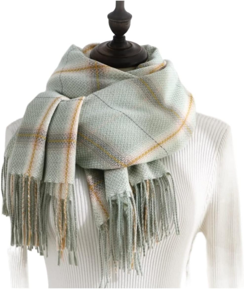 Scarf Shawl Scarves Wraps Plaid Winter Soft Scarf Shawl Warm Woven Fringe Scarf For Lady