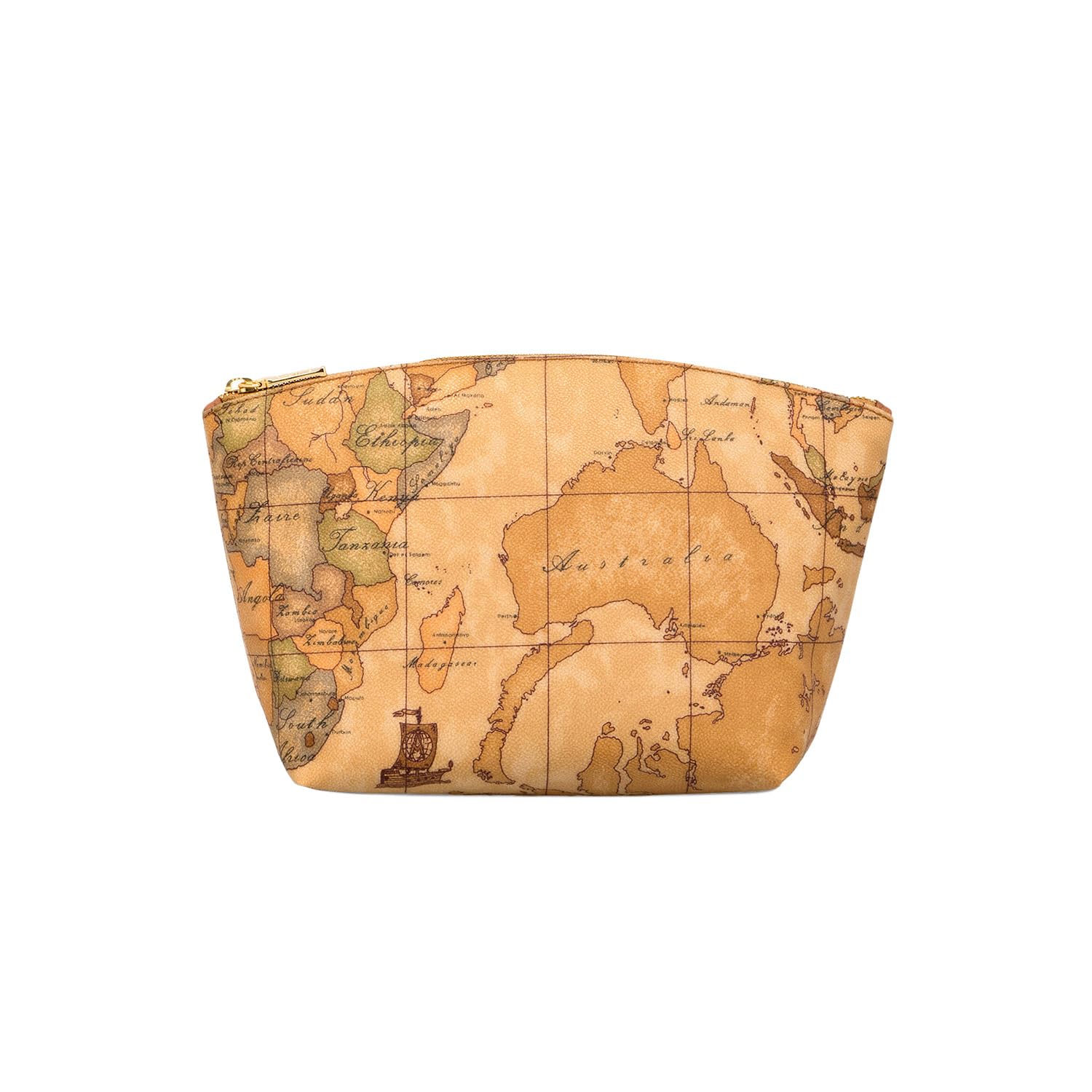 Alviero Martini 1ᴬ Classe, Pochette da Giorno Donna, Portatutto in Tessuto Stampato Geo Classic, Dettagli in Pelle di Vacchetta e Metalleria Oro, Chiusura con Zip