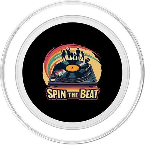 Miniatura 2 de Spin the Beat Retro Turntable Vinyl Art PopSockets MagSafe PopGrip for iPhone