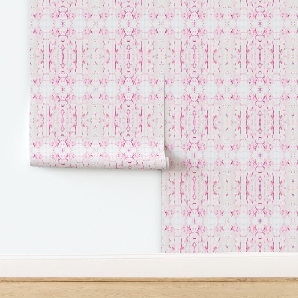 Peel & Stick Wallpaper 9ft x 2ft - Peony Pinks Girls Room Pink Wedding Custom Removable Wallpaper by Spoonflower