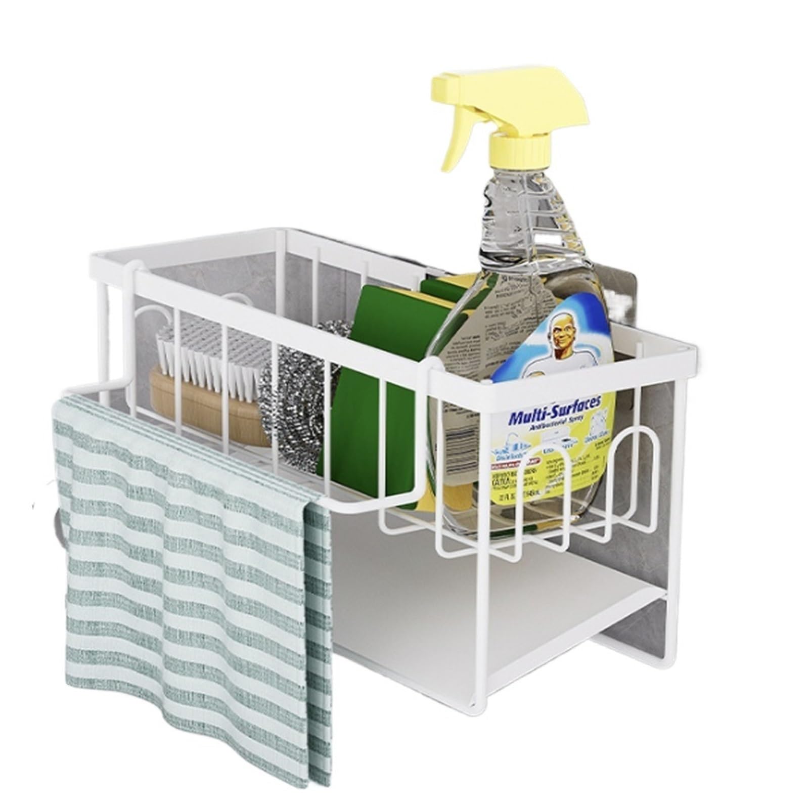 DSFVERVD Drain rack Kitchen Sink Caddy, Sponge Holder For, Organizer For Soap,Brush,Scrubber,Stopper, DIshcloth(Color 1)