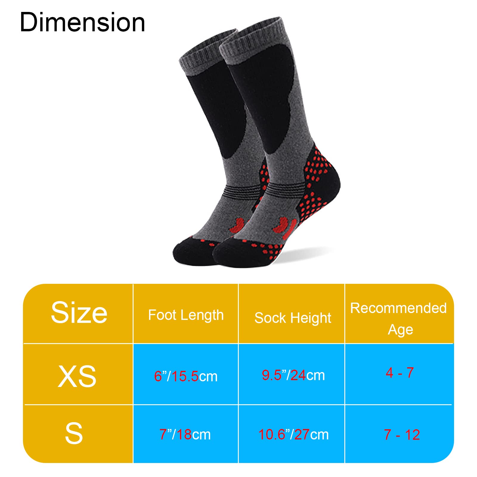 1 Paar Skisocken Kinder Unisex Baumwolle Skistrümpfe Kinder Thermosocken Kinder für Jungen Mädchen,Dicke Verstärkte Kniestrümpfe Winter Sportsocken für Kinder Active Kniehoch Bunt Warm zum Skifahren