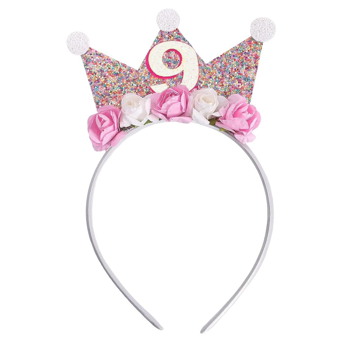 Qetlavee Couronne d'anniversaire en mousseline avec chiffres, couronne Qetlavee Couronne d'anniversaire en mousseline avec chiffres, couronne