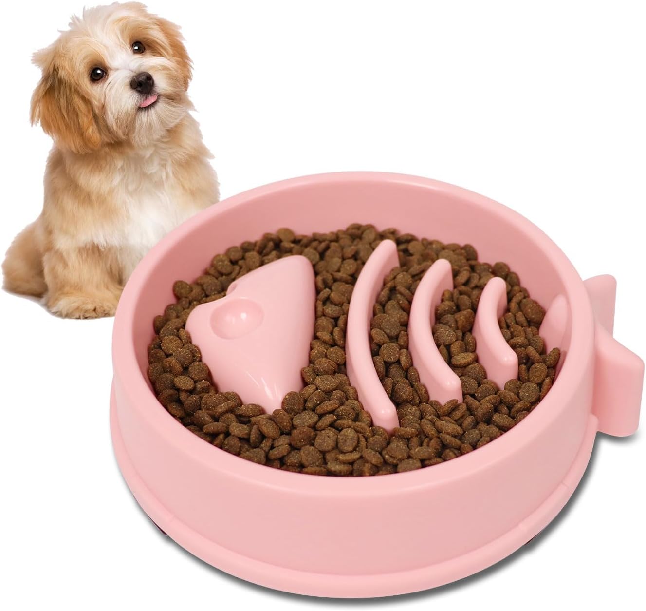 Slow Feeder Fishbone Dog Bowl, Dog Bowls to Slow Down Eating, Anti